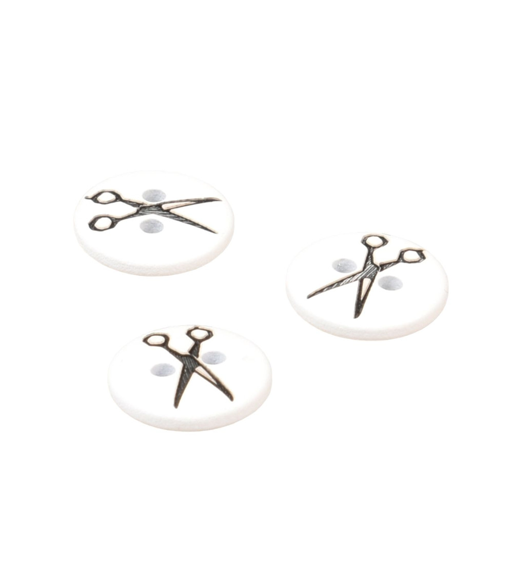 Set of 6 round resin scissor buttons 11mm black