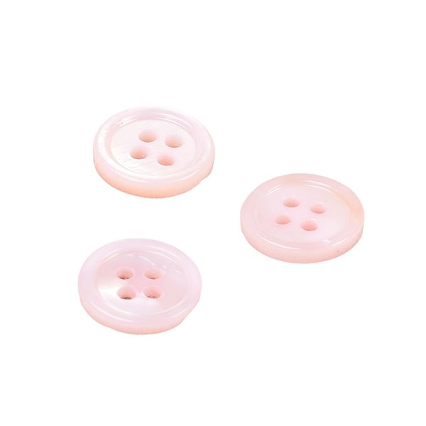 Lot de 6 boutons ronds coquillage 4 trous 11mm rose layette