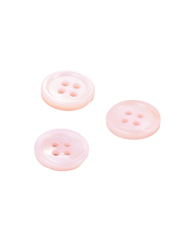 Set of 6 round shell buttons 4 holes 11mm baby pink