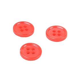 Lot de 6 boutons ronds coquillage 4 trous 11mm rouge