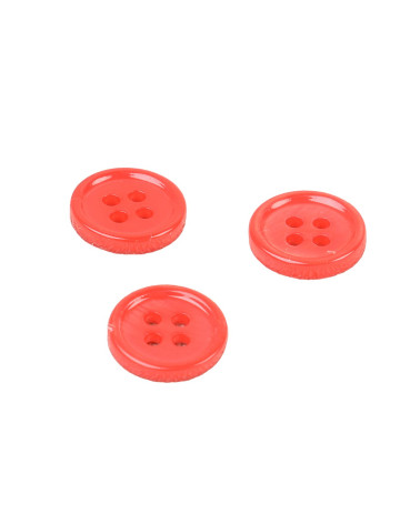Set of 6 round shell buttons 4 holes 11mm red