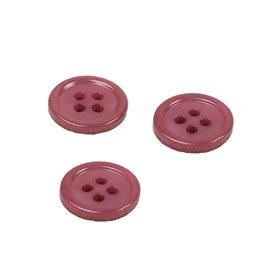 Lot de 6 boutons ronds coquillage 4 trous 11mm rouge beaujolais