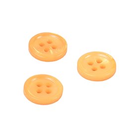 Lot de 6 boutons ronds coquillage 4 trous 11mm orange