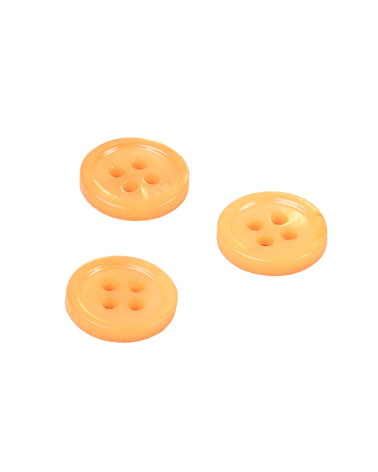 Set of 6 round shell buttons 4 holes 11mm orange