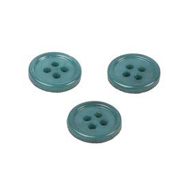 Lot de 6 boutons ronds coquillage 4 trous 11mm vert saule