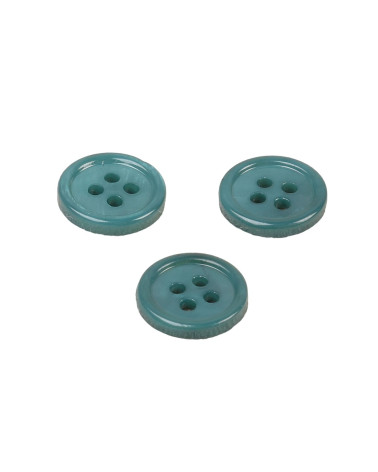 Set of 6 round shell buttons 4 holes 11mm willow green