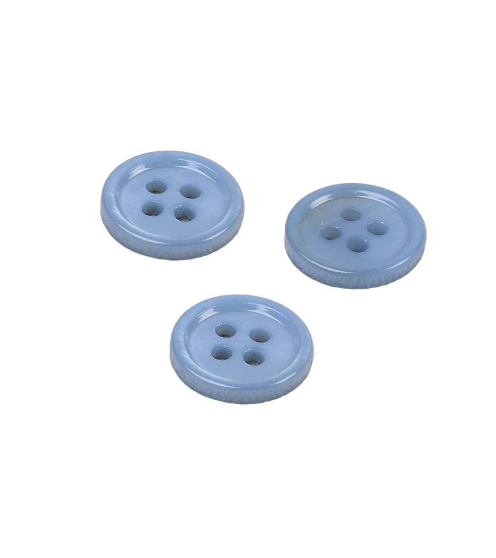 Lot de 6 boutons ronds coquillage 4 trous 11mm bleu bleu marine