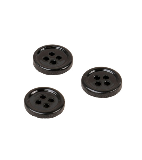 Lot de 6 boutons ronds coquillage 4 trous 11mm noir