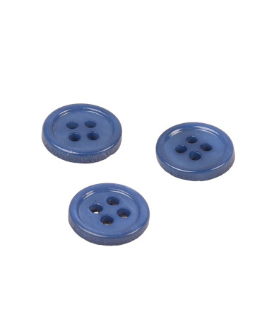 Set of 6 round shell buttons 4 holes 11mm dark navy blue