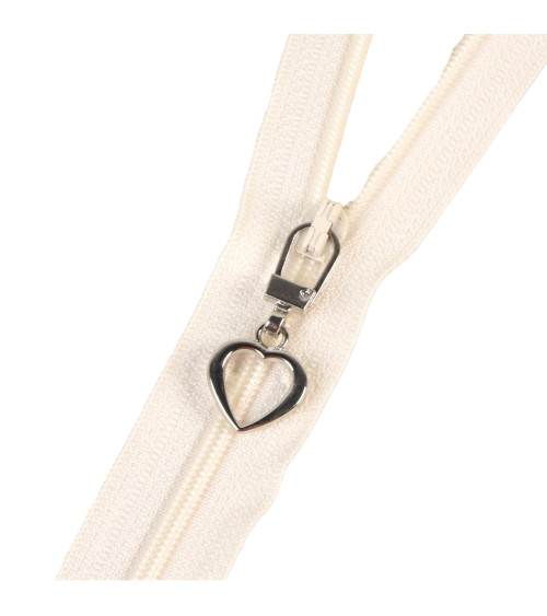 Fancy silver heart zipper pull 3.6cm