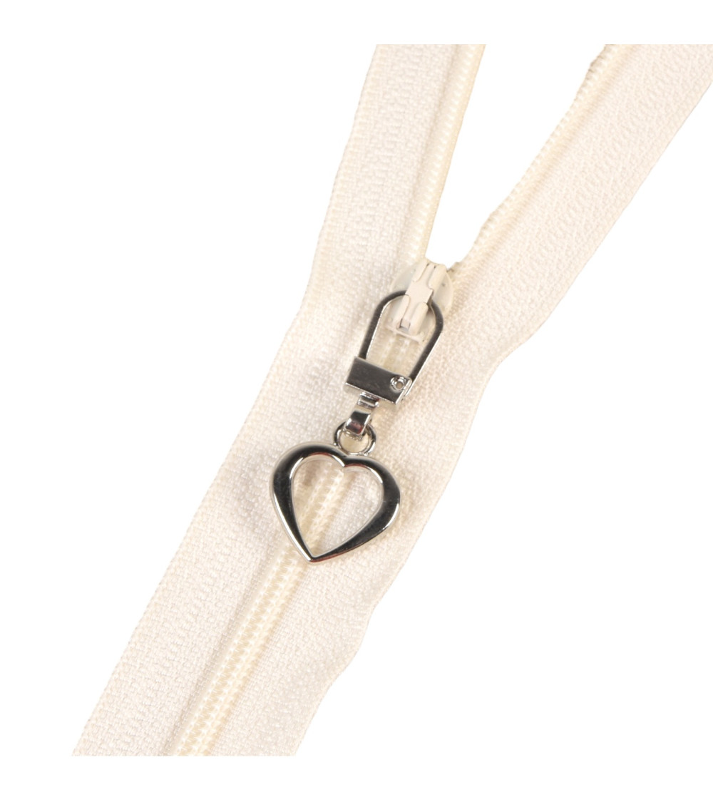 Fancy silver heart zipper pull 3.6cm