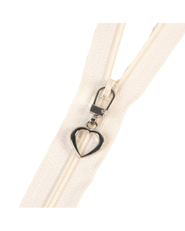 Silver heart fancy zipper 3.6cm