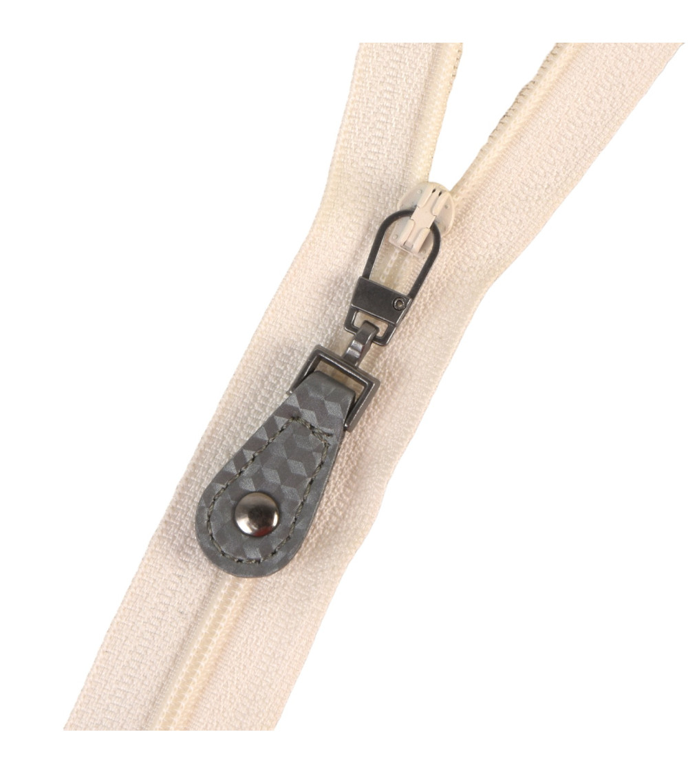 Ash gray imitation leather zipper pull 5cm