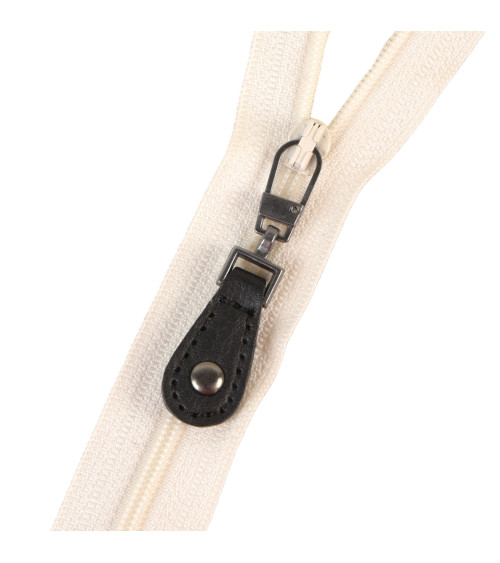 Black imitation leather zipper pull 5cm