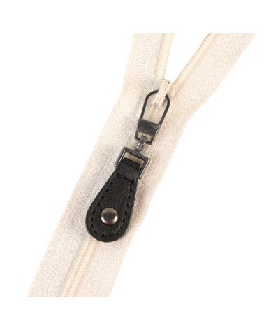 Black imitation leather zipper pull 5cm