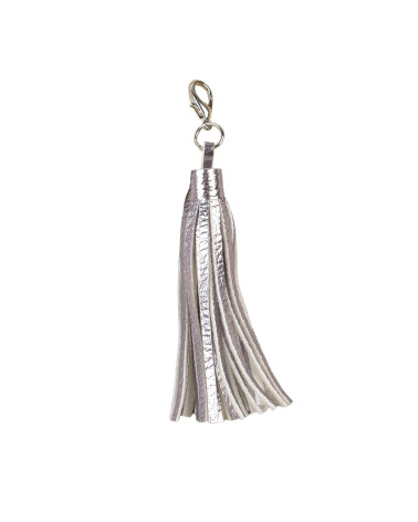 Pompon con chiusura grigio argento 9 cm