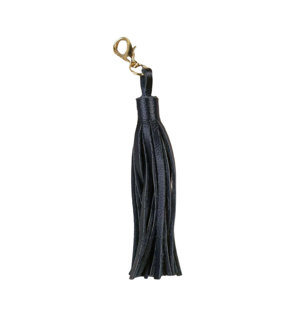 Navy blue pompom with clasp 9cm