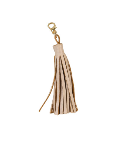 Pompom with beige stone clasp 9cm