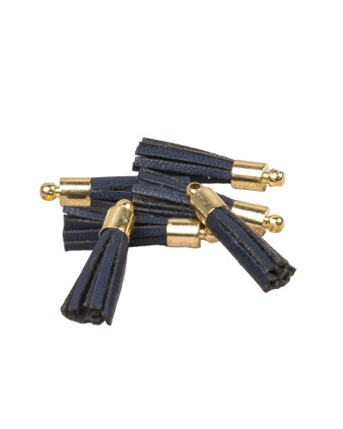 Mini pompoms 6 pieces navy blue 2.5cm