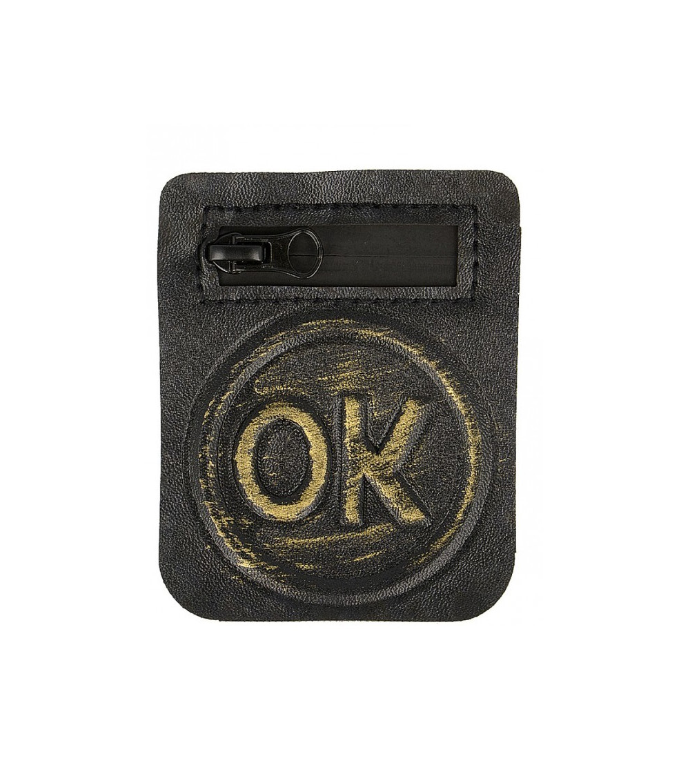 Parche grande en relieve OK dorado y negro para coser