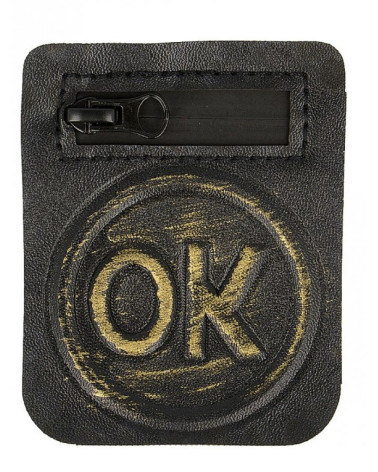 Large gold and black OK relief patch to sew on