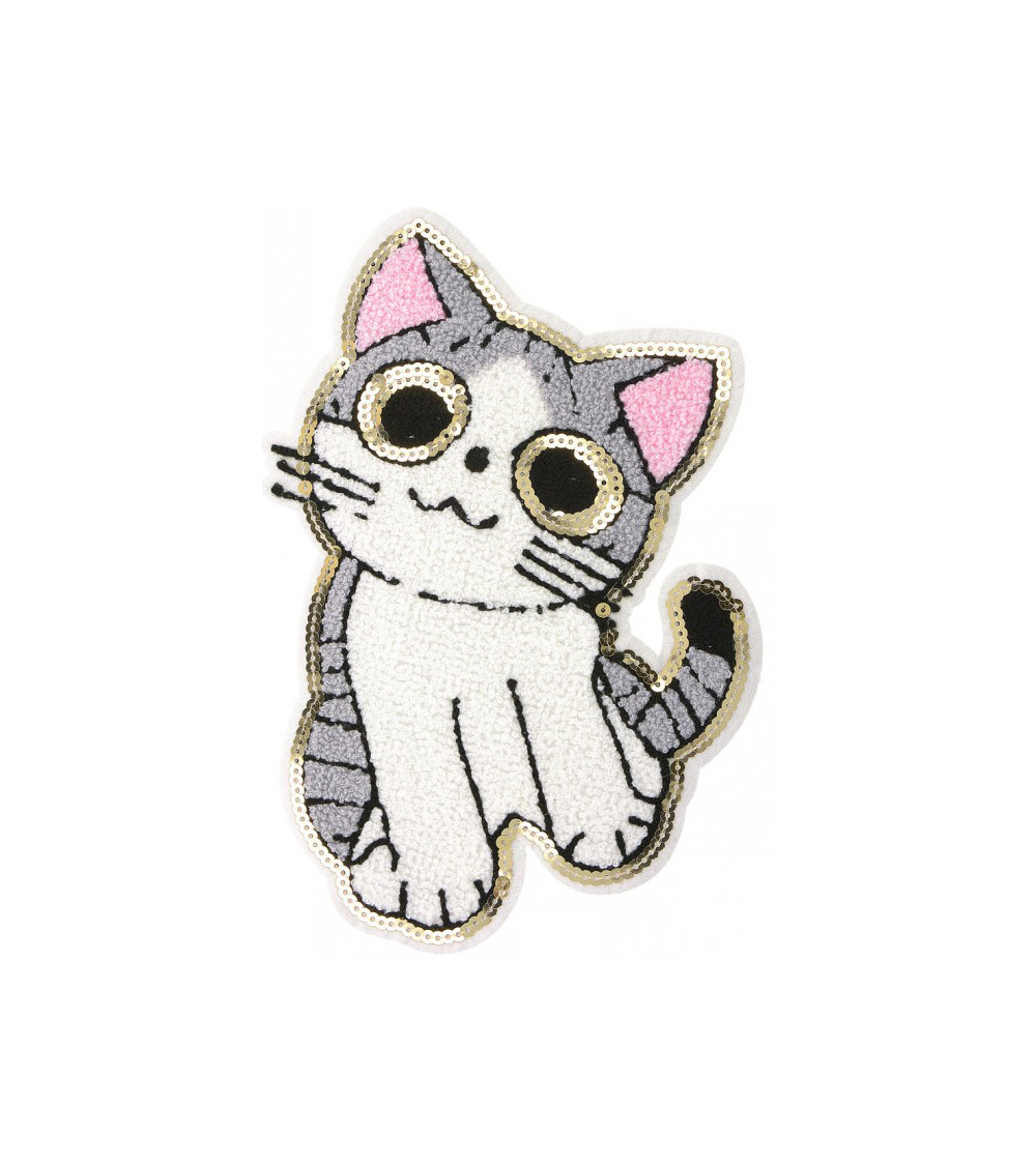 Parche de gato con lentejuelas para coser
