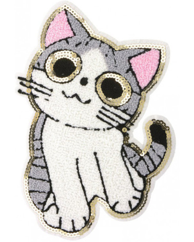 Ecusson sequin chat à coudre