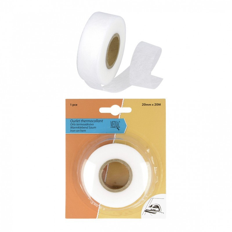 Ourlet thermocollant, 38 mm x 3 m, blanc sur