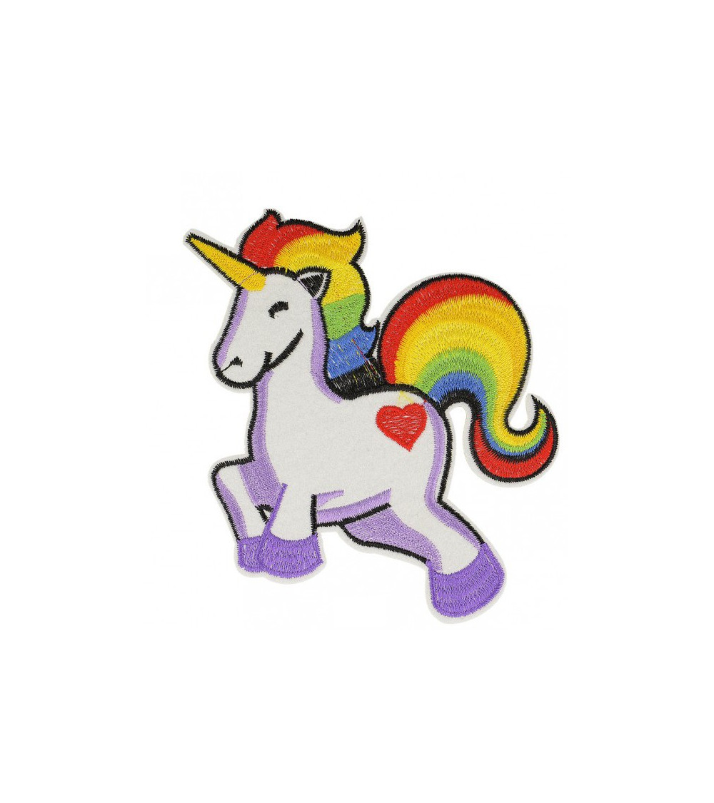 Ecusson thermocollant grande licorne Arc en ciel 13.5cm