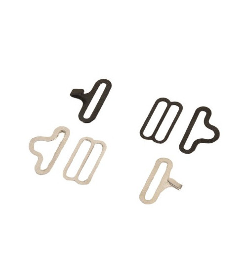 Set of 2 black silver bow tie clips