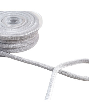 Bobina da 10 m di cordoncino di velluto grigio medio da 8 mm