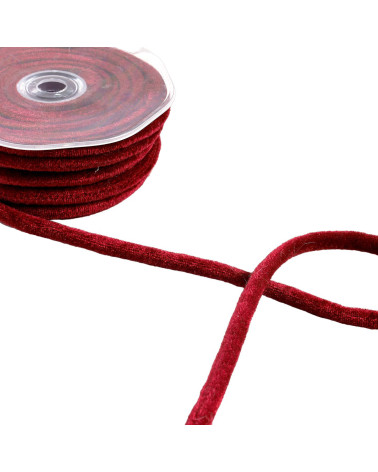 Spool of 10m burgundy red velvet cord 8mm