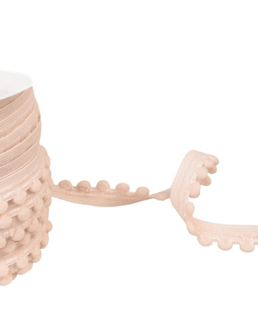 Bobina da 25 m di elastico con pompon arancione salmone 13 mm