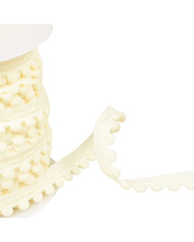25m spool of elastic with straw yellow pompoms 13mm