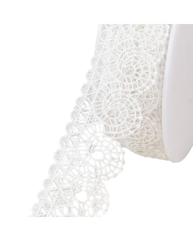 Bobine 18m guipure spirales blanc 38mm