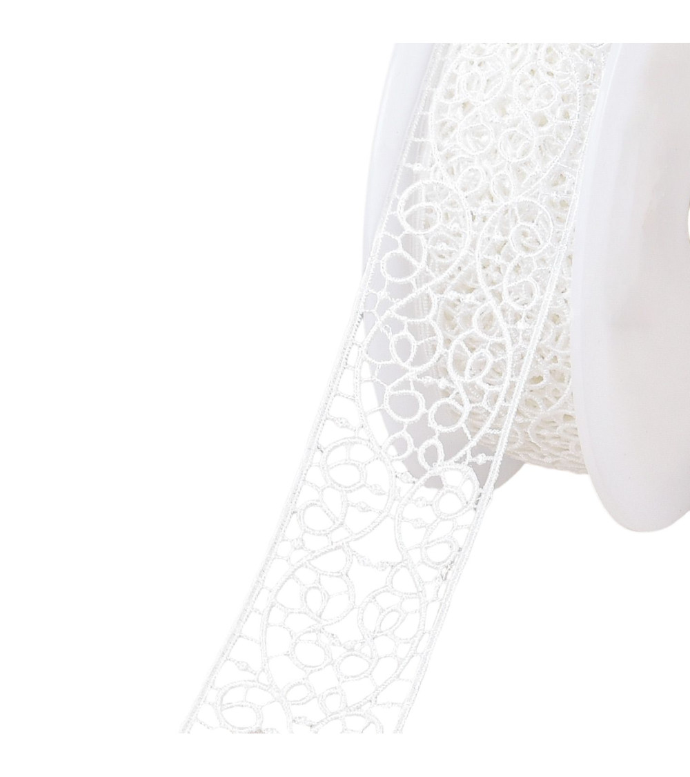 18m spool of guipure between two white arabesques 38mm