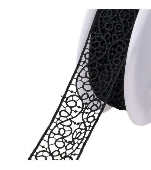 18m spool of guipure between two black arabesques 38mm