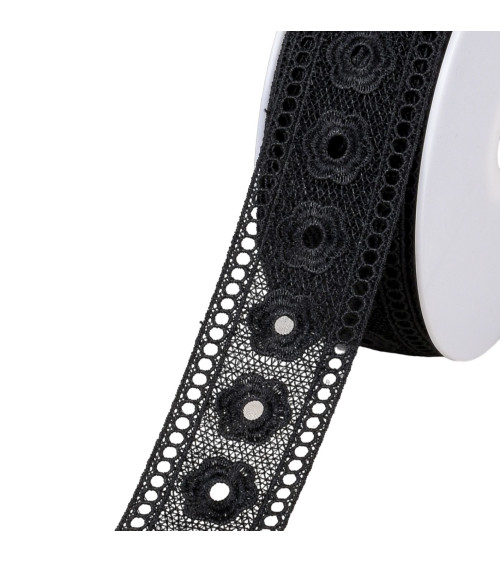 18m spool guipure between two black flowers 44mm