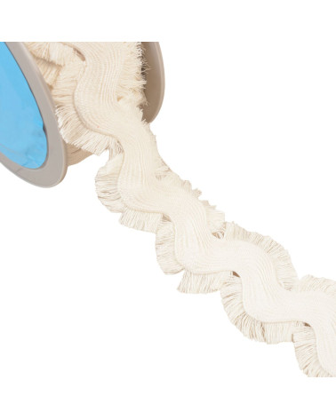 Bobina da 10 m di serpentino sfrangiato ecru da 60 mm