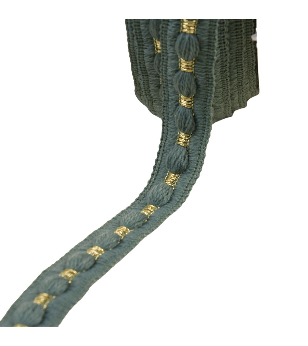 20m spool of almond green woolen braid 20mm