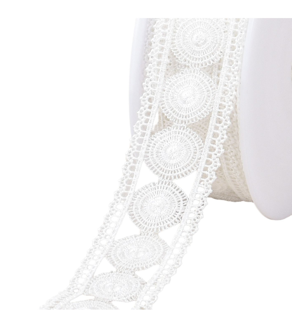 18m spool of guipure between two white circles 45mm