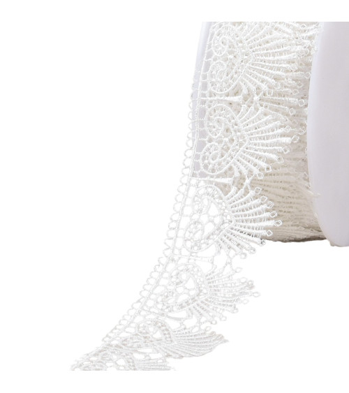 18m spool guipure hearts & fans white 43mm