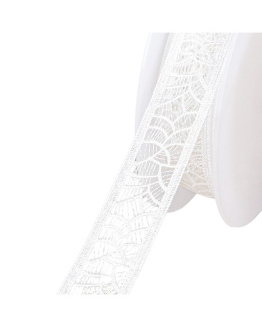 18m spool of guipure between two 27mm white mesh