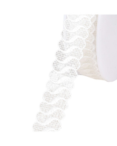 Bobine 18m guipure ondes blanc 21mm