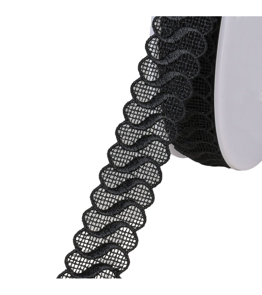 18m spool guipure waves black 21mm