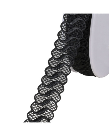 18m spool guipure waves black 21mm