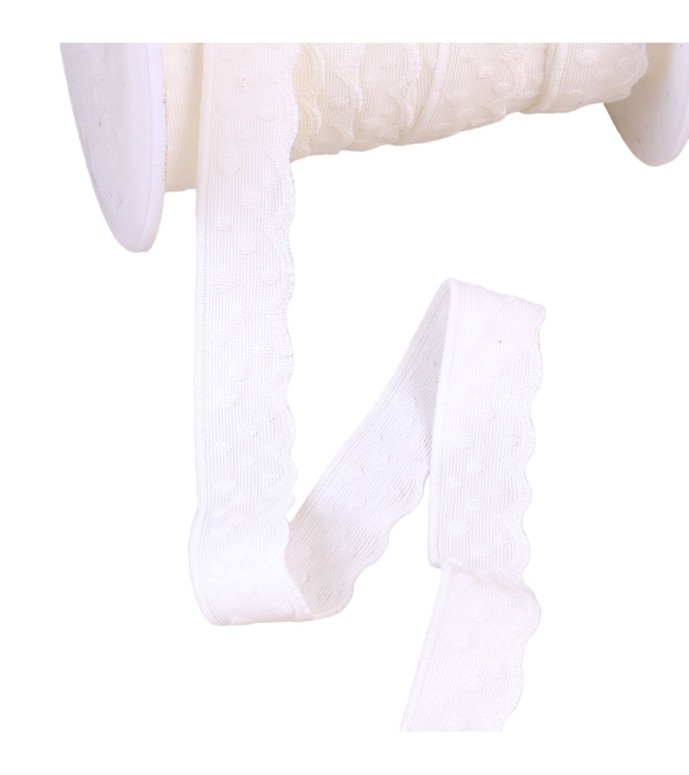 Bobine 23m élastique lingerie facon dentelle blanc 17mm