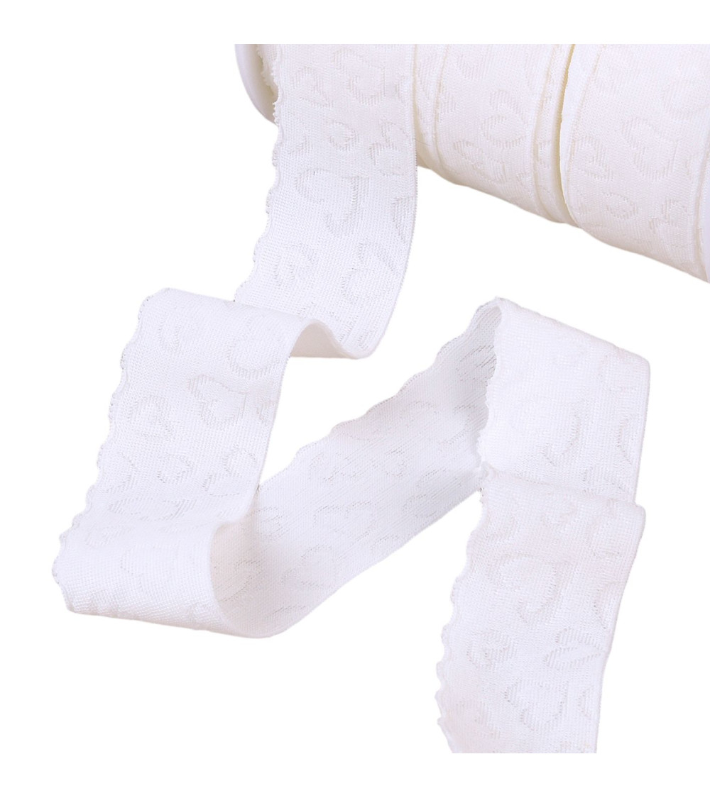 Bobine 25m élastique lingerie facon dentelle blanc 25mm