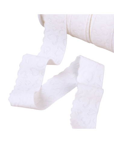 25m spool of white lace-style lingerie elastic 25mm