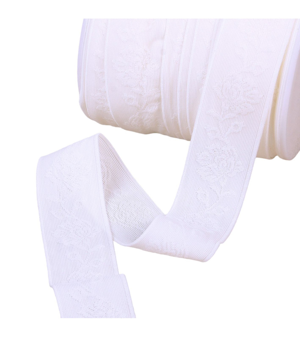 25m spool elastic lingerie lace style white 26mm